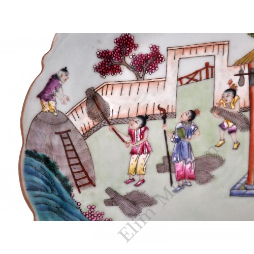 1505 A Fengcai "joyful farmhouse" plate